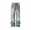 Designer-Created Cap Badge Jeans