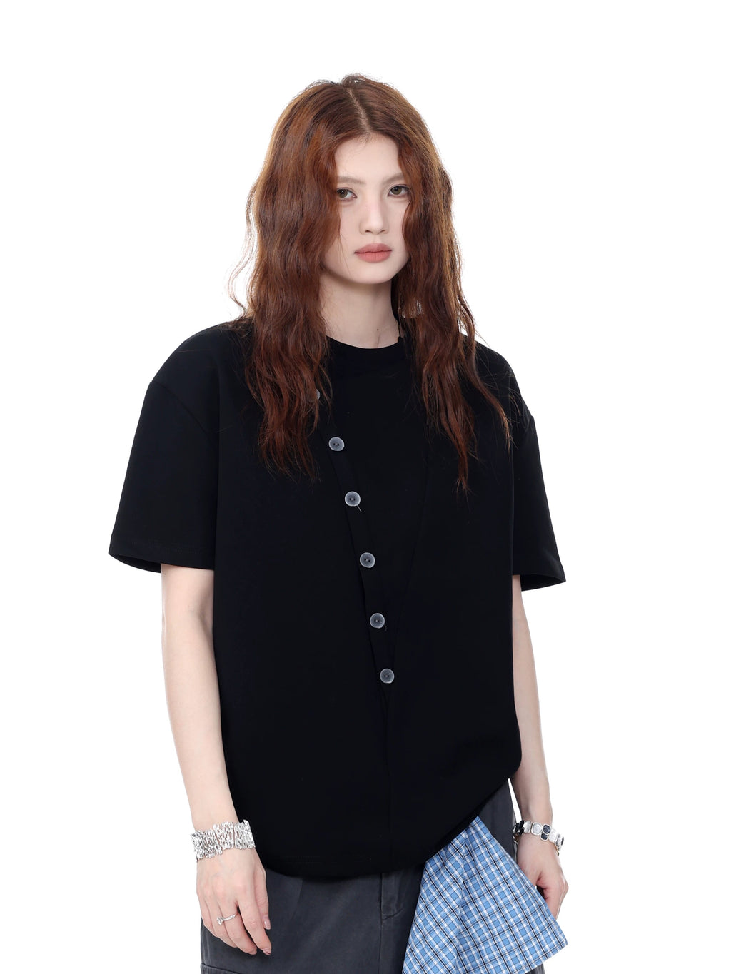 Deconstructed Minimal Button Tee — Unisex
