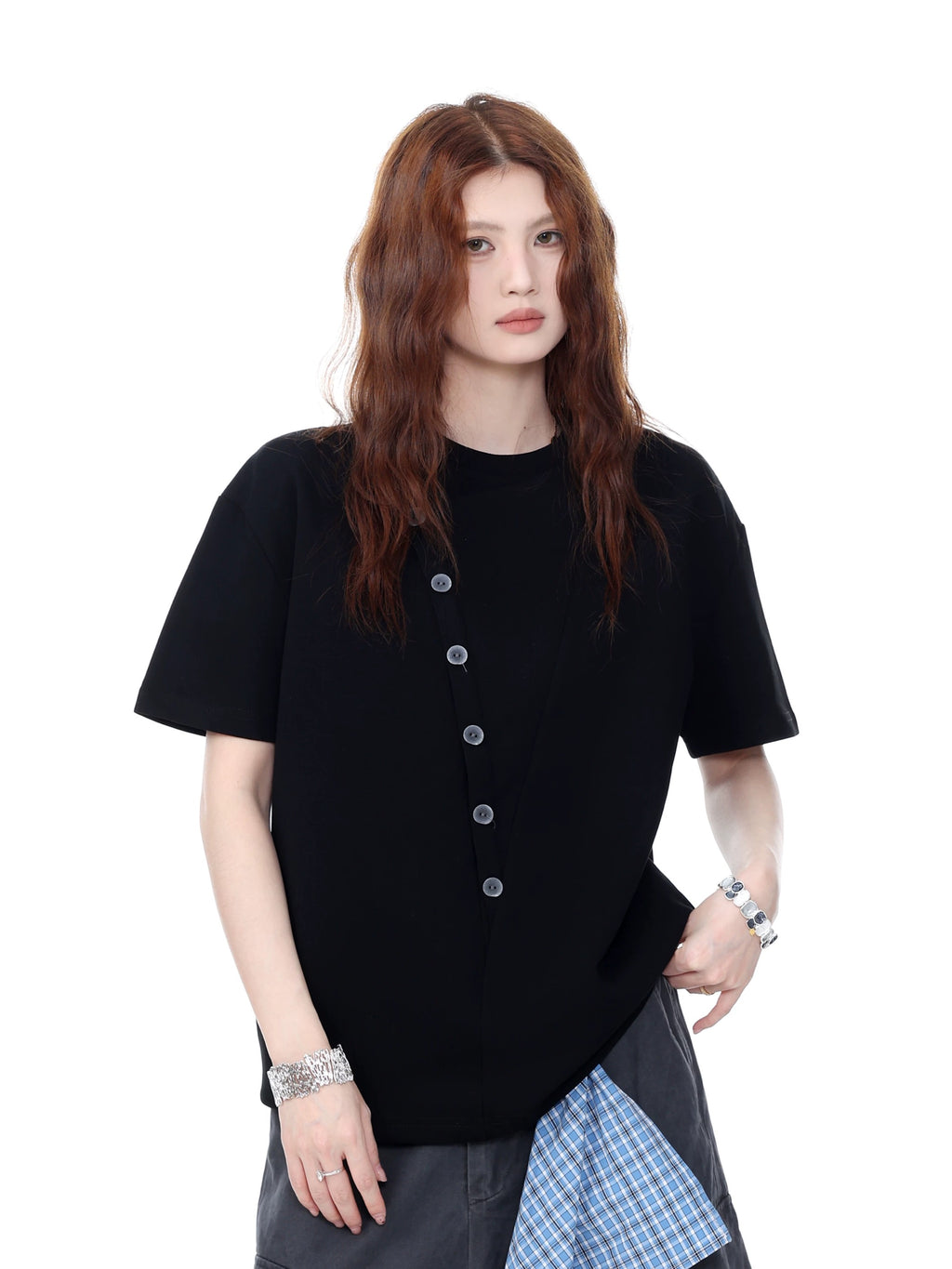 Deconstructed Minimal Button Tee — Unisex