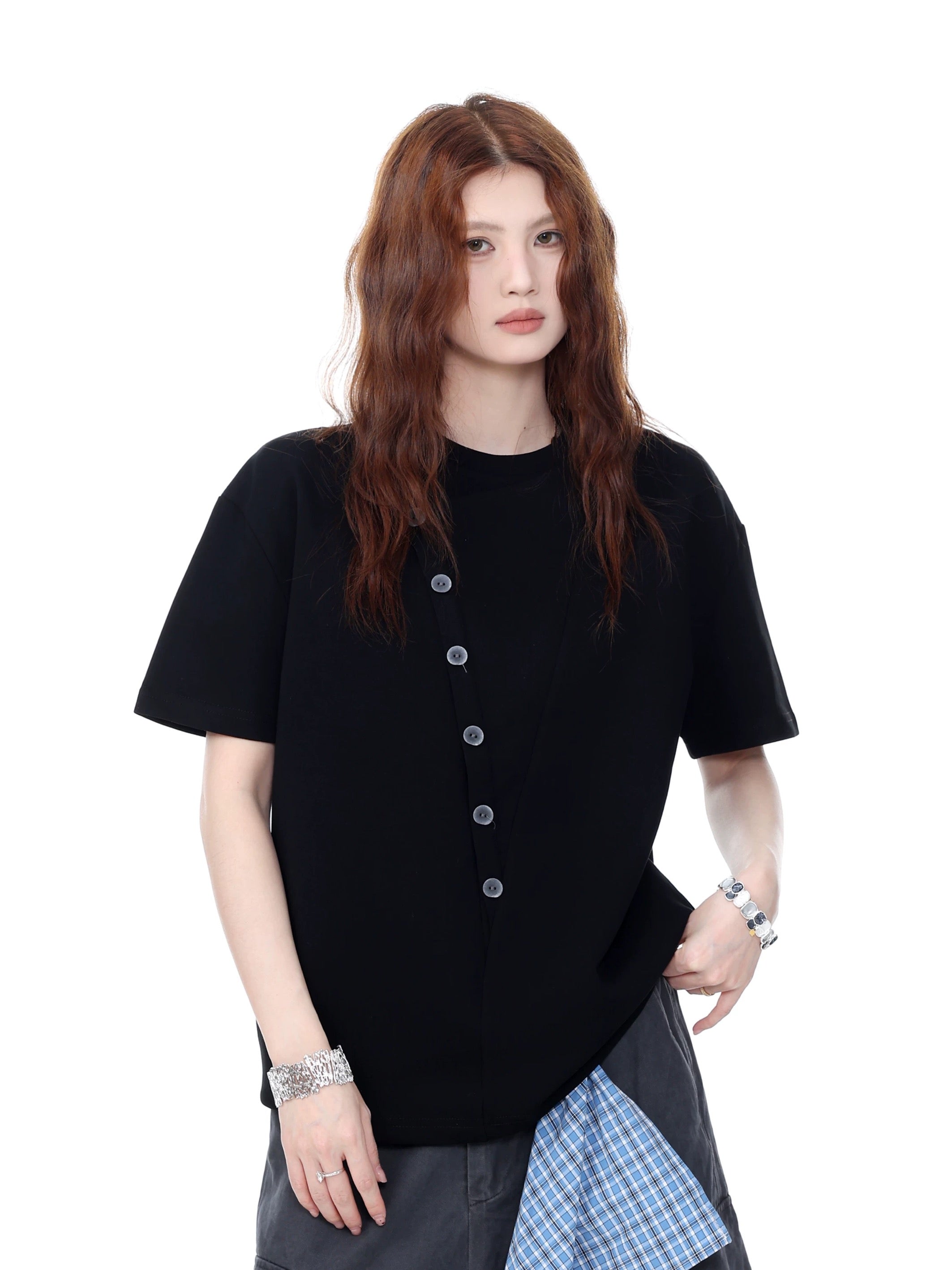 Deconstructed Minimal Button Tee — Unisex