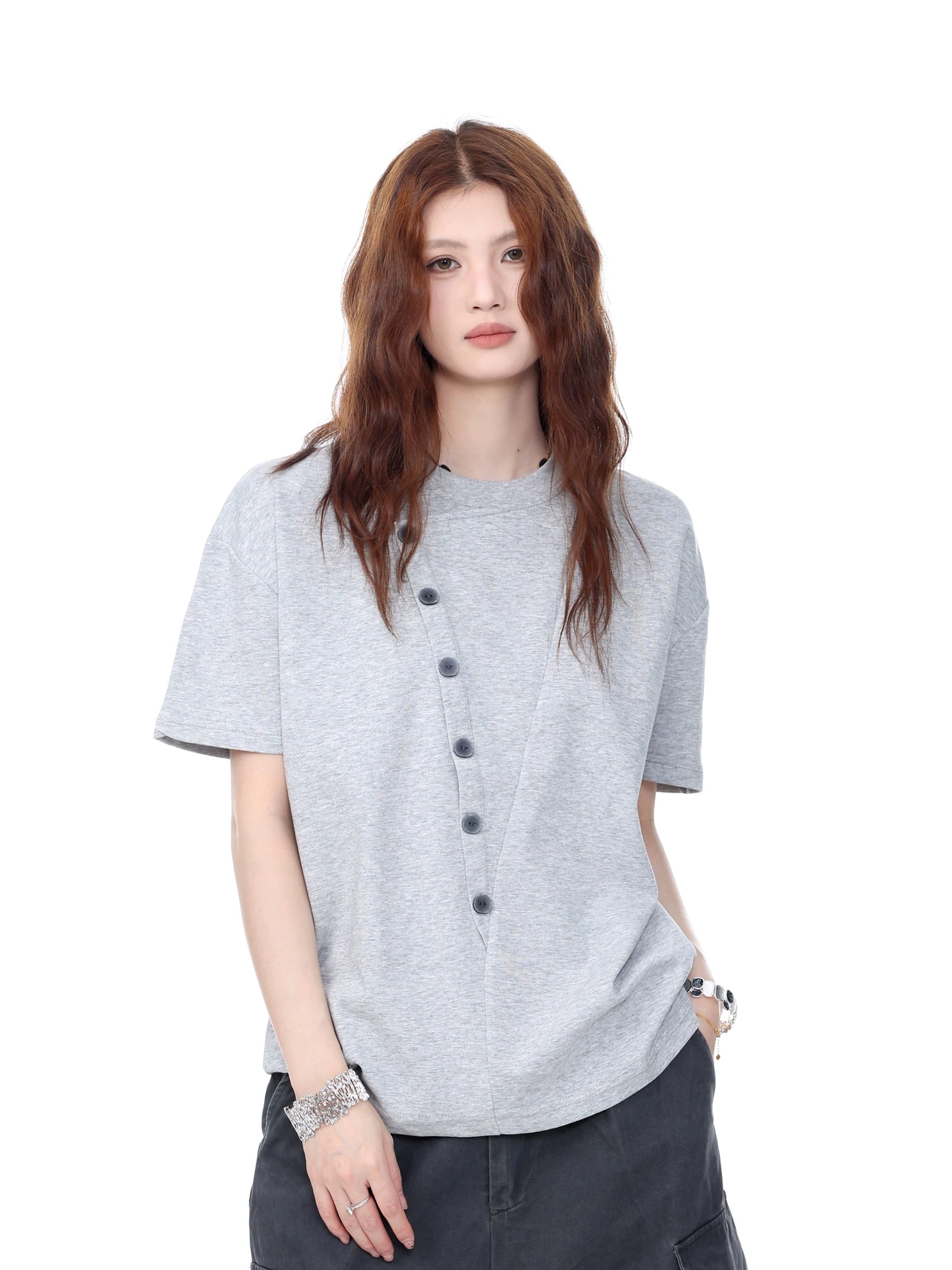 Deconstructed Minimal Button Tee — Unisex