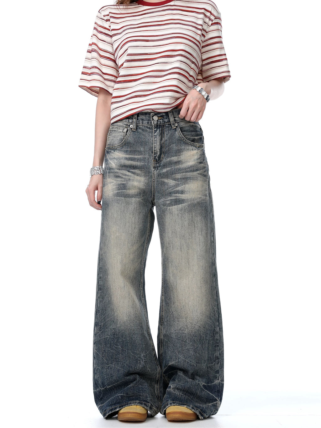 Vintage Washed Wide-Leg Jeans — Clean Fit