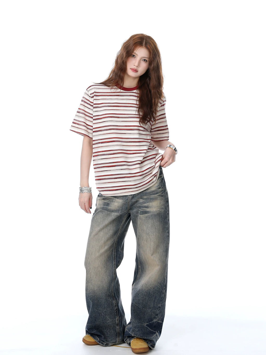 Rainbow Stripe Vintage Oversized Tee