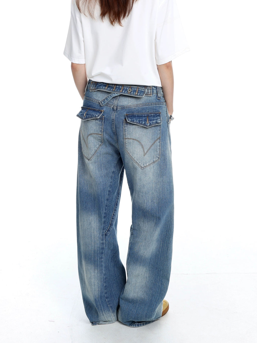 Washed Wide-Leg Baggy Jeans