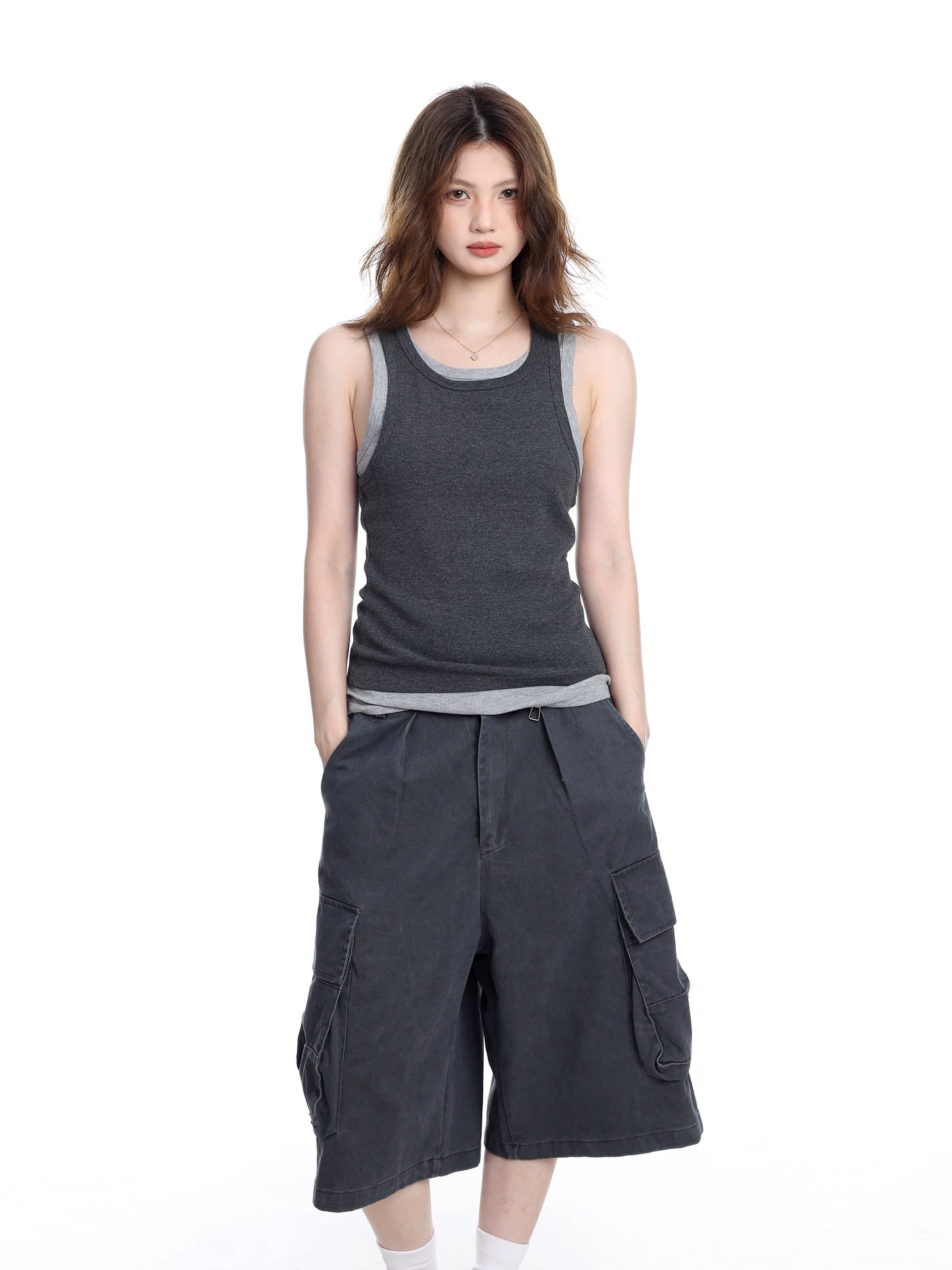 Ribbed Scoop-Neck Sleeveless Tank