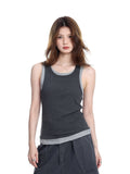 Ribbed Scoop-Neck Sleeveless Tank